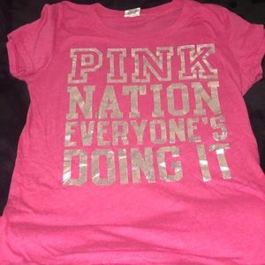 VS PINK pink tee PINK NATION - L